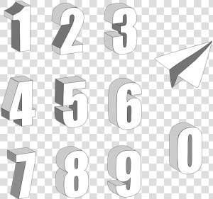 Numbers  3d  Paper Airplane  Symbol  3d Numbers  Digit   Graphics  HD Png Download