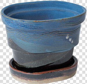 Blue And Black Handmade Pottery Planter And Drip Tray   Earthenware  HD Png Download