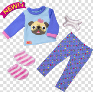 Pug Jama Party Sleepwear Outfit For 18 Inch Dolls   Our Generation Pug Pyjamas  HD Png Download