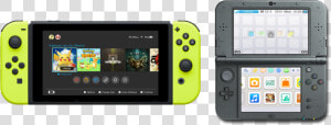 Switch And 3ds Home Screen Comparison   Switch Yellow Joy Cons  HD Png Download