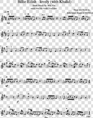 Lovely Billie Eilish Violin Sheet Music  HD Png Download