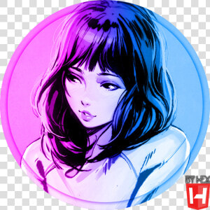 Anime Girl Purple Hair Brown Eyes   Png Download   Purple Hair Girl Art  Transparent Png