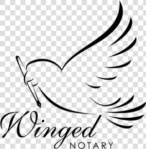 Winged Notary Final Black   Line Art  HD Png Download