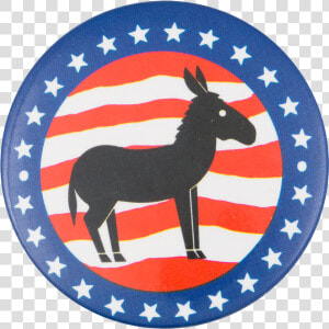 Donkey With Stars And Stripes Political Button Museum   Initao Logo  HD Png Download