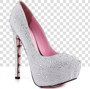 Silver Rhinestone Stiletto Heels   Basic Pump  HD Png Download