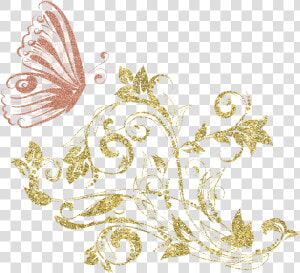 Transparent Gold Butterfly Png   Gold Butterfly Background Design  Png Download