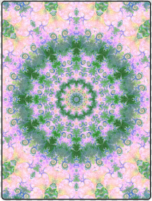 Rose Pink Green Explosion Of Flowers Mandala Blanket   Clock  HD Png Download