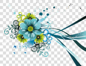 Png Flowers Vectors   Blue Green Flower Vector  Transparent Png