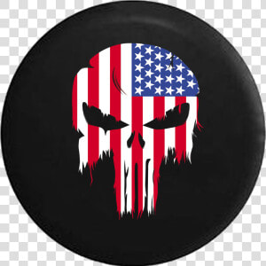 Tattered American Flag Punisher Skull Rv Camper Spare   Punisher Skull American Flag  HD Png Download