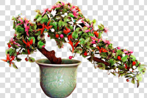  bonsai  tree  flowers  red  green  leaves  multicolored   Glass Bonsai Tree  HD Png Download