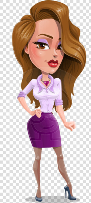 Pretty Girl With Long Hair Cartoon Vector Character   Business Woman Caricature Png  Transparent Png