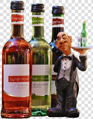 Botellas De Vino  Transparente De La Exención  Camarero   Wine Bottles Png  Png Download