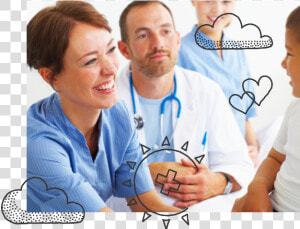 Woman Smiling At Child Next To Man With Stethoscope   Physician Assistant Job Duties  HD Png Download