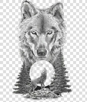 Gray Sketch Art Tattoo Artist Motion Wolf Clipart   Wolf Moon Tattoo Design  HD Png Download