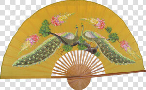 Chinese Hand Painted Peacock Fan Bamboo Frame Found   Peafowl  HD Png Download