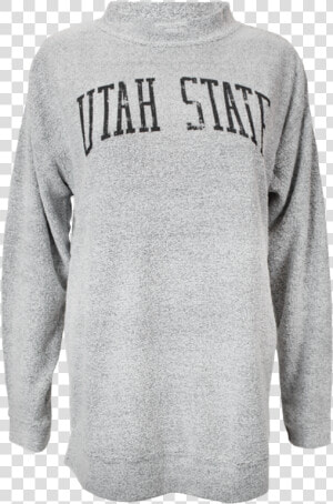 Utah State Ladies Turtleneck Sweater Light Gray   Long sleeved T shirt  HD Png Download