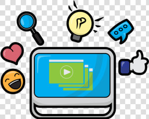 Cartoon Computer With Access To Social Media Sites  HD Png Download