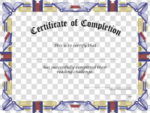 Reading Challenge Certificate Of Completion Freebies   Diploma  HD Png Download