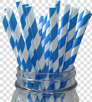 Transparent Straws Png   Blue Striped Paper Straw  Png Download