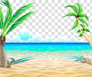 Transparent Sea Beach Clipart   Transparent Cartoon Beach  HD Png Download