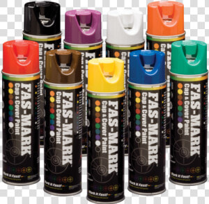 Grouping Of 9 Fas Mark™ Cap  amp  Cover Marking Paint Cans   Battery  HD Png Download