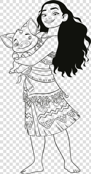 Disney Moana Coloring Pages   Moana And Pua Coloring Pages  HD Png Download