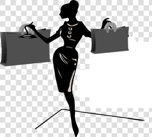 Lady Shopping Clip Art At Clker   Woman Shopping Black And White  HD Png Download