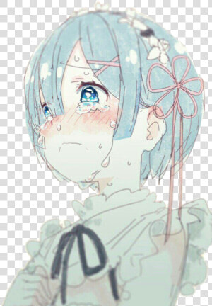 Rem Anime Animesad Animesadgirl Bluehair Cry Maid Rezer   Rem Re Zero Cry  HD Png Download