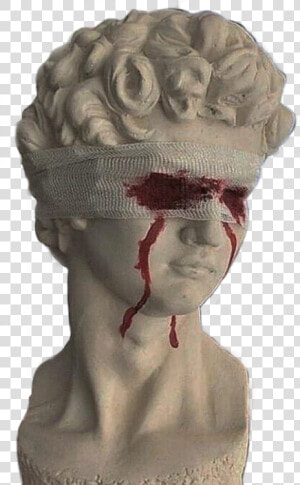  statue  aesthetic  blindfolded   Statue With Blood Eyes  HD Png Download