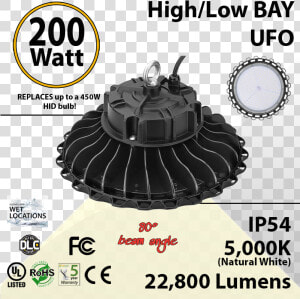 200w Led High Bay Light Ufo 22800 Lumens 5000k Ul Dlc   Ufo Light Led High Bay 150 Watt Fixture 19650 Lumens  HD Png Download