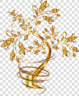  gold  golden  tree  trees  swirl  swirls  fantasy  HD Png Download