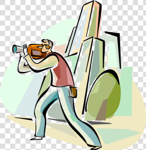 Vector Illustration Of Videographer Filming Video With  HD Png Download