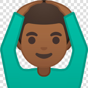 Man Gesturing Ok Medium Dark Skin Tone Icon   Man Raising Hand Emoji  HD Png Download