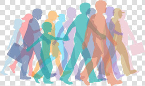 Banner Freeuse Download Clip Art Crowds Silhouette   Walking Crowd Clipart  HD Png Download