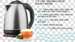 2l Electric Stainless Steel Coffee Tea Hot Water Kettle   Kettle  HD Png Download