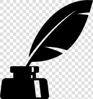 Quill pen writing Implement black And White clip Art   Inkwell Icon  HD Png Download