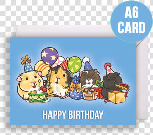 Guinea Pig Party Birthday Card Blue Background   Birthday Guinea Pig Cartoon  HD Png Download