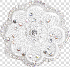 White Snow like Embroidery Patch With Rhinestones   Crochet  HD Png Download