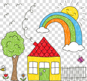 Kids Vector Drawing   House Kids Drawing  HD Png Download