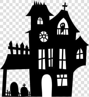 Haunted House Clip Art   Haunted House Clipart Black And White  HD Png Download