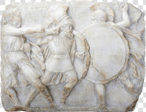 Greek Hoplites In Battle Wall Plaque   Stone Carving  HD Png Download