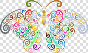 Prismatic Floral Flourish Butterfly Silhouette No Background  HD Png Download