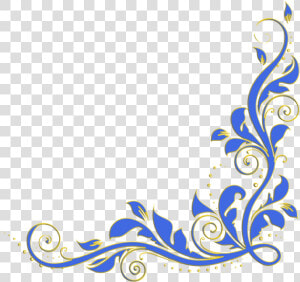  decoration  border  edge  frame  blue  yellow  flowers   Border Blue And Yellow Flowers  HD Png Download