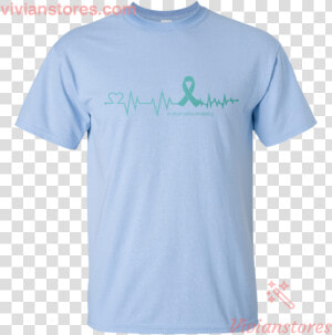 Heartbeat Ovarian Cancer Teal Ribbon T shirt  HD Png Download