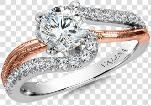 Valina Diamond Split Shank Engagement Ring Mounting   Pink Gold Engagement Rings  HD Png Download