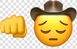  sad  sadcowboy  cowboy  fist  pump  sadcowboywithfist   Pensive Cowboy Emoji Transparent  HD Png Download