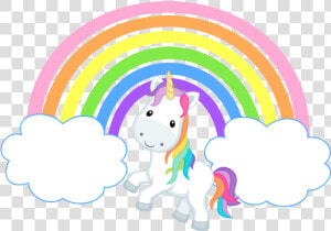 Rainbow With Clouds Clip   Rainbow And Clouds Unicorn  HD Png Download