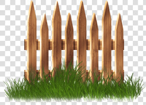 Wooden Garden Fence With Grass Png Clipart   Wooden Fence Transparent Art  Png Download