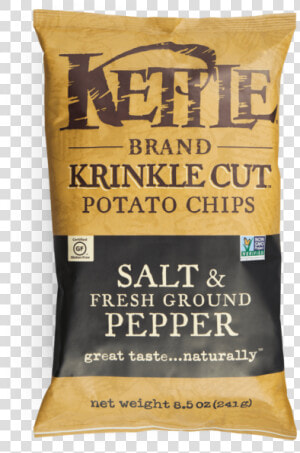 Salt  amp  Fresh Ground Pepper Krinkle Cut Potato Chips   Kettle Chips Cracked Pepper  HD Png Download