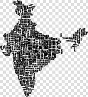 India Map Typography Black   India Map In Green Colour  HD Png Download